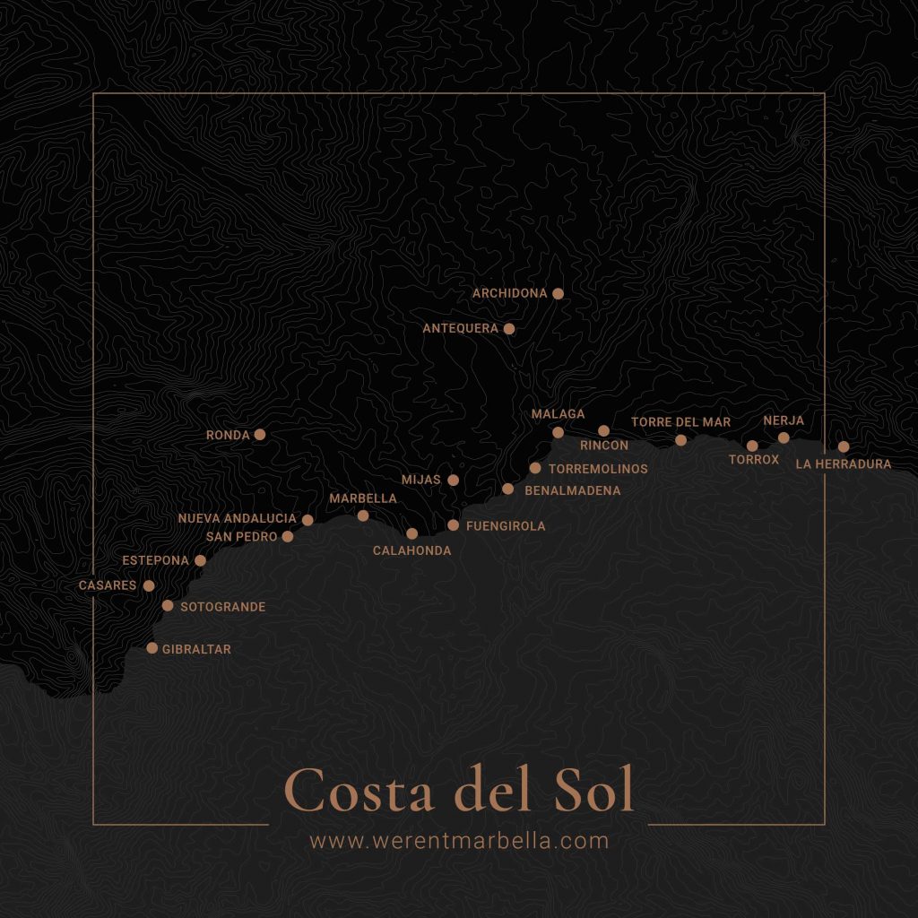 Dark Style Costa del Sol Map - width 2250px